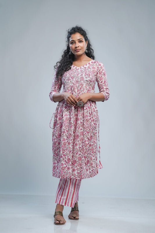 Pink Sanganeri Printed Co-ordset