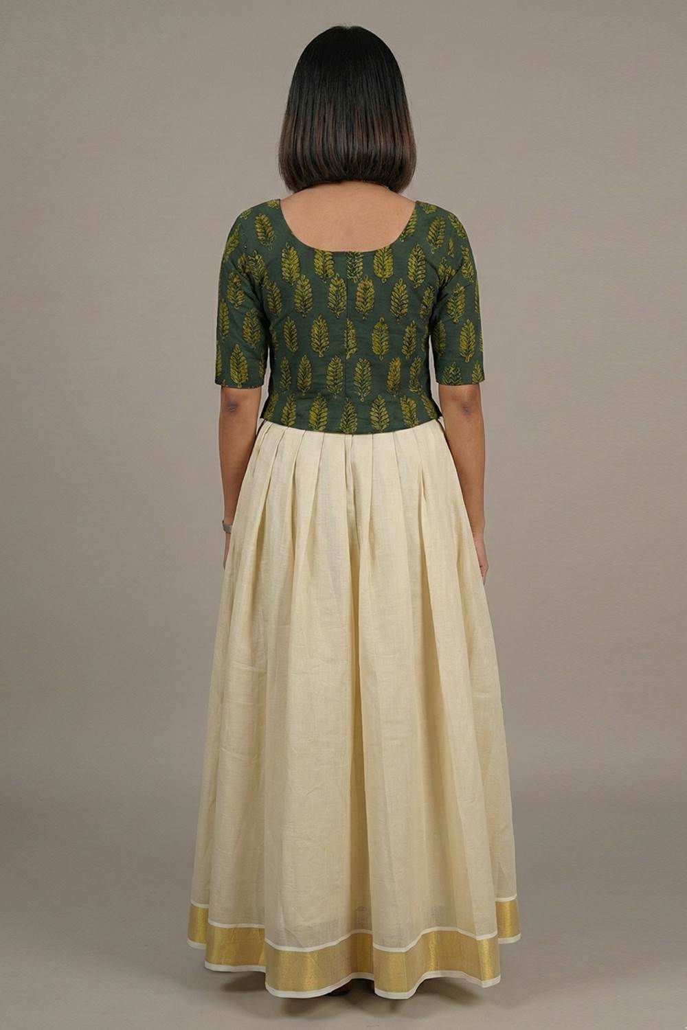 Green Top with Ajrakh Tree Print