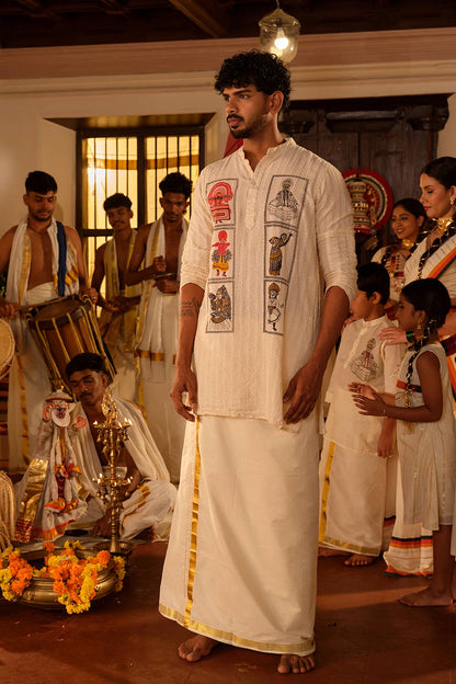 Off-white Kurta With Artforms Printed