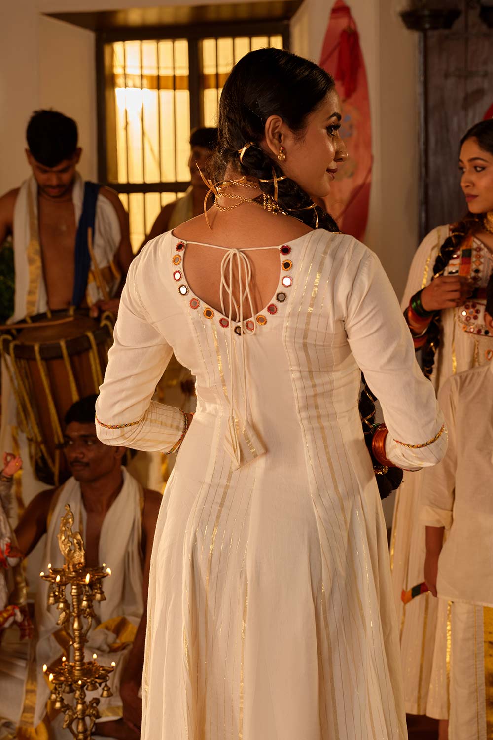 Off-white  Anarkali With Rang Yoke