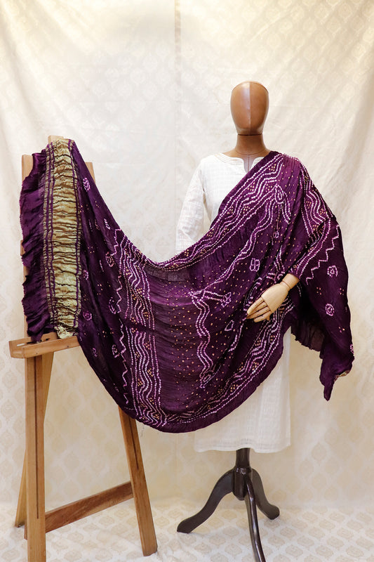 Modal Silk Shaded Bandhini Purple Dupatta