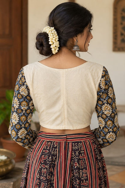 Offwhite &  Black Ajrakh Blouse