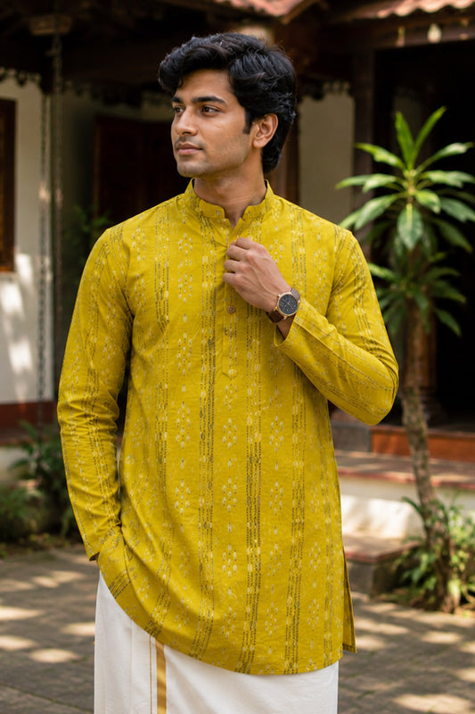 Mustard yellow kurta with Print
