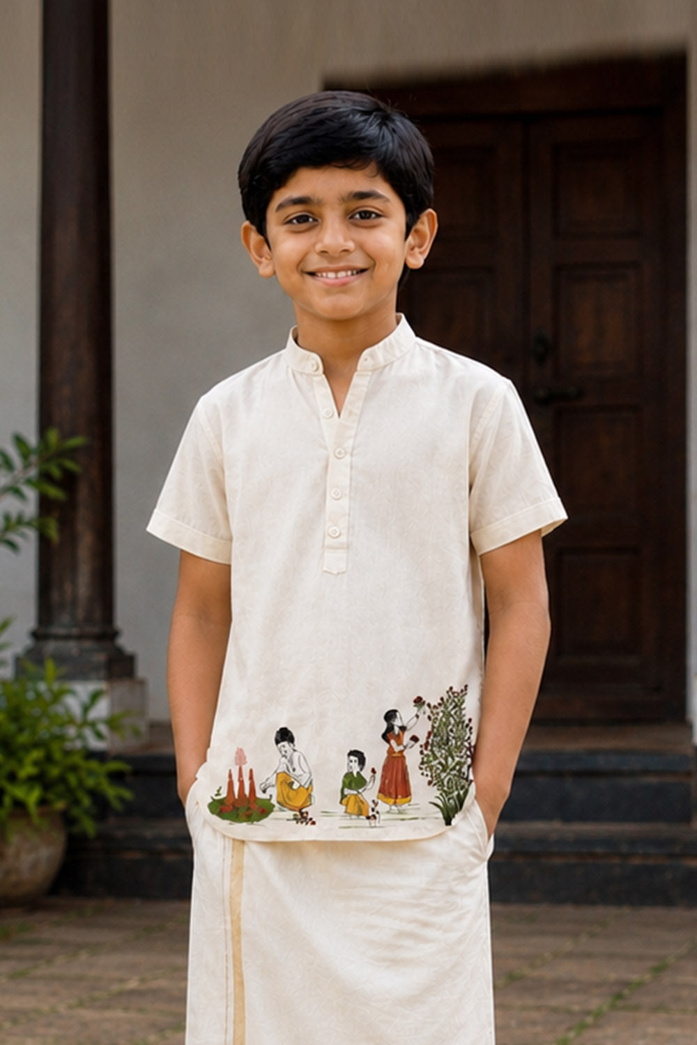 Onam Childhood Print Kurta