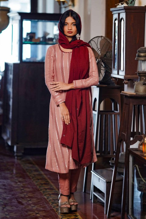Onion Peel Pink A Line Kurthi