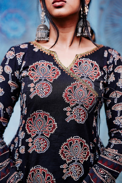 Black Multi Printed Panel Anarkali
