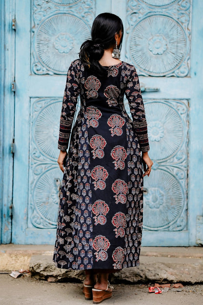 Black Multi Printed Panel Anarkali