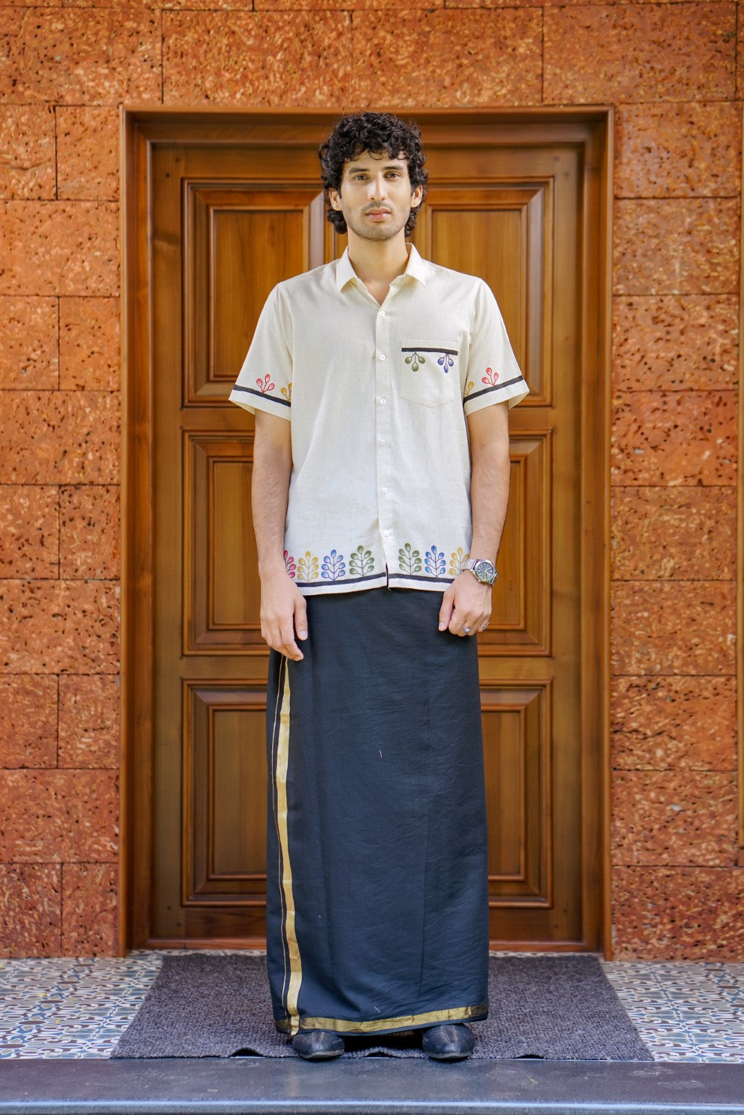 Kerala Kasavu Black Dyed Dhothi
