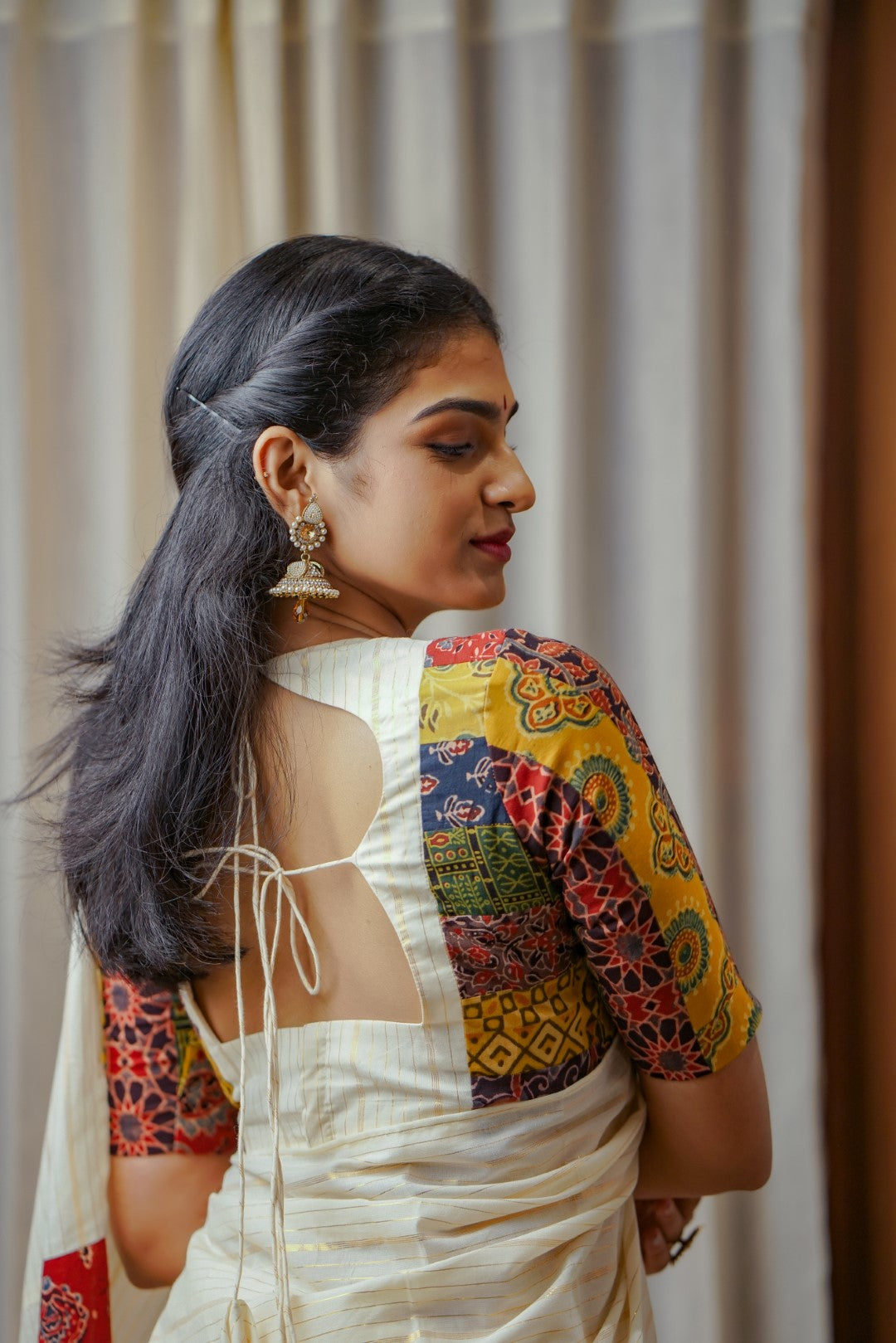 Multi Colour Patch Off White Blouse