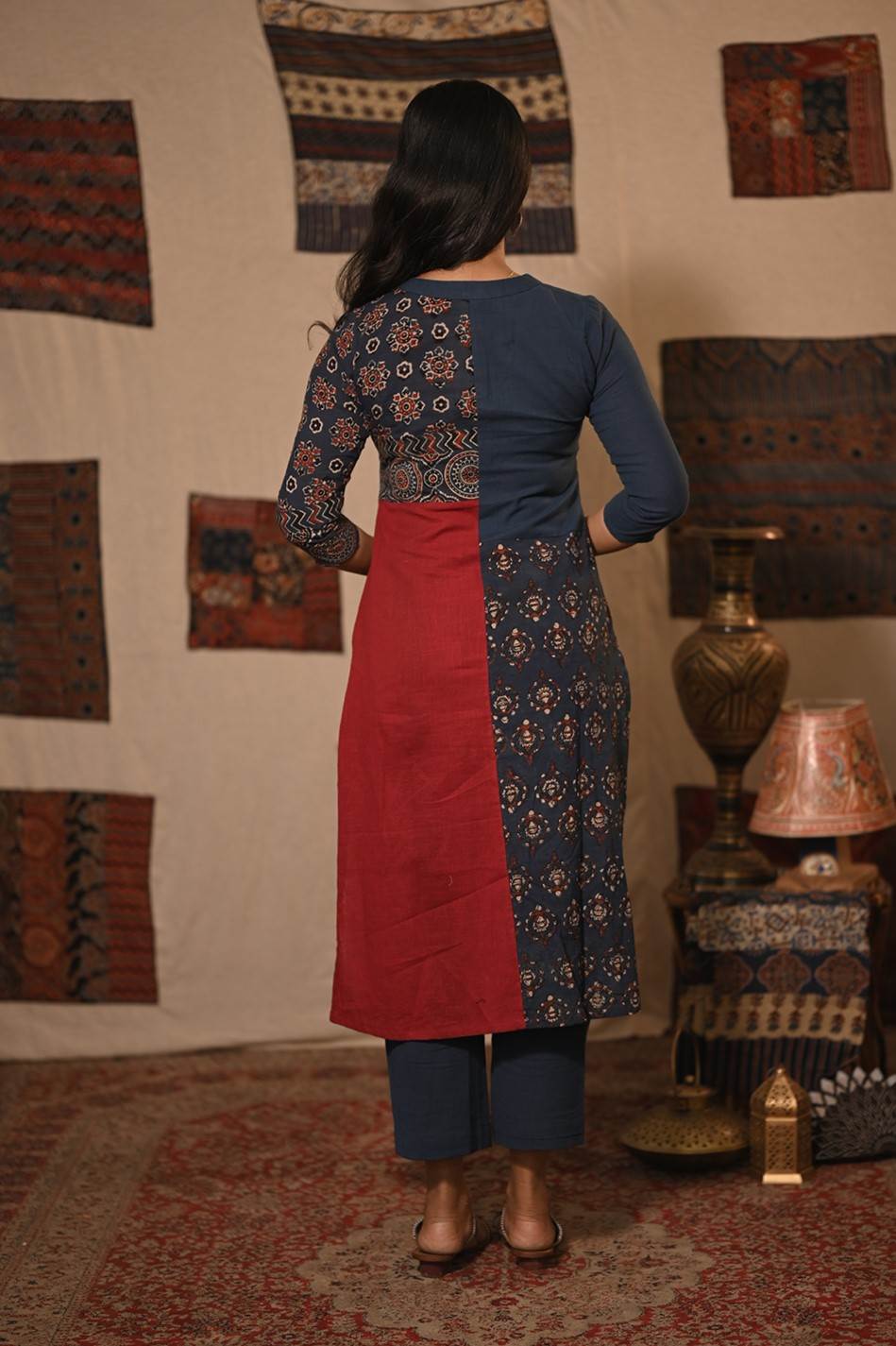 Blue Red Plian & Patch Co Ordset