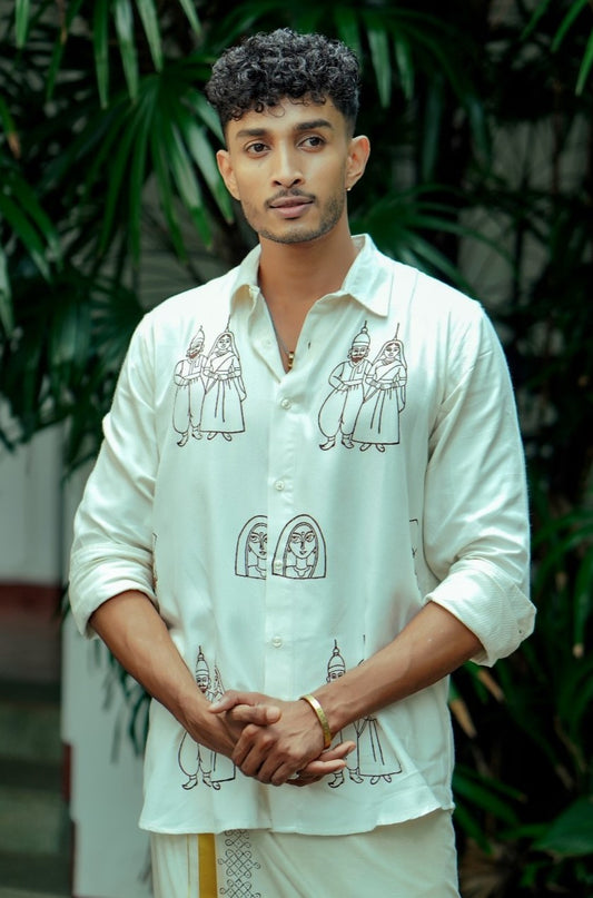 Offwhite Kathputhli Block Print Shirt