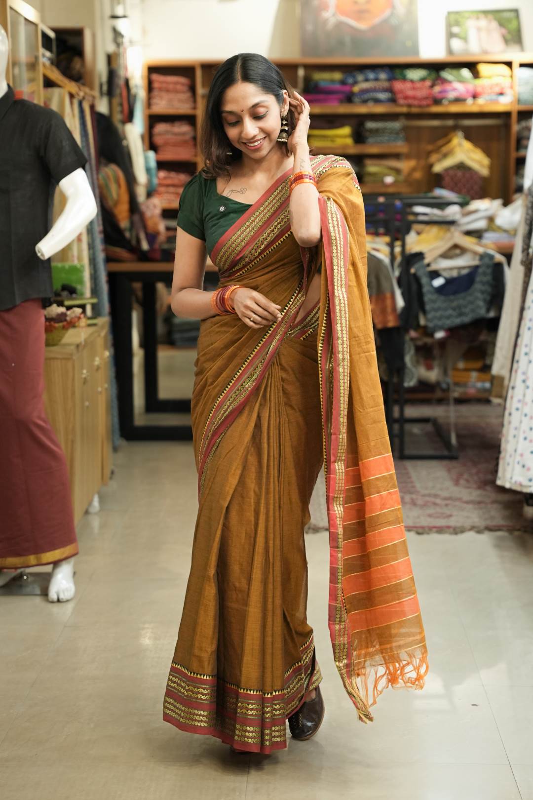 Narayanpet Duel Shade Mustard Yellow saree
