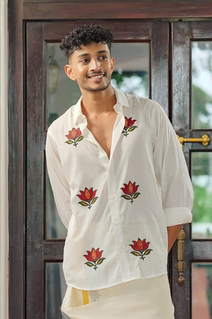 Offwhite Lotus Printed Shirt
