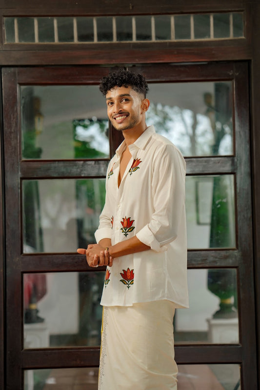 Offwhite Lotus Printed Shirt