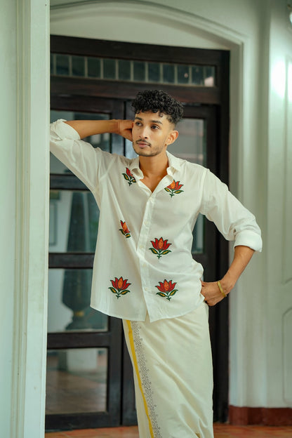 Offwhite Lotus Printed Shirt
