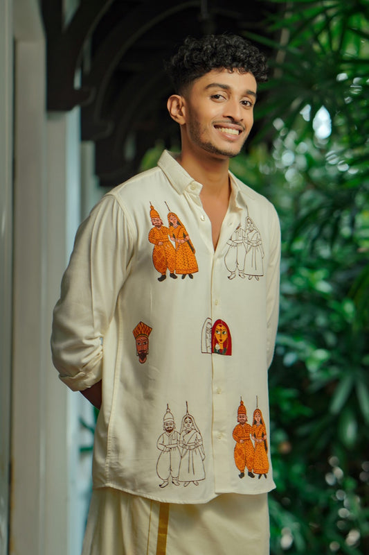Offwhite Kathputhli Block Print Shirt