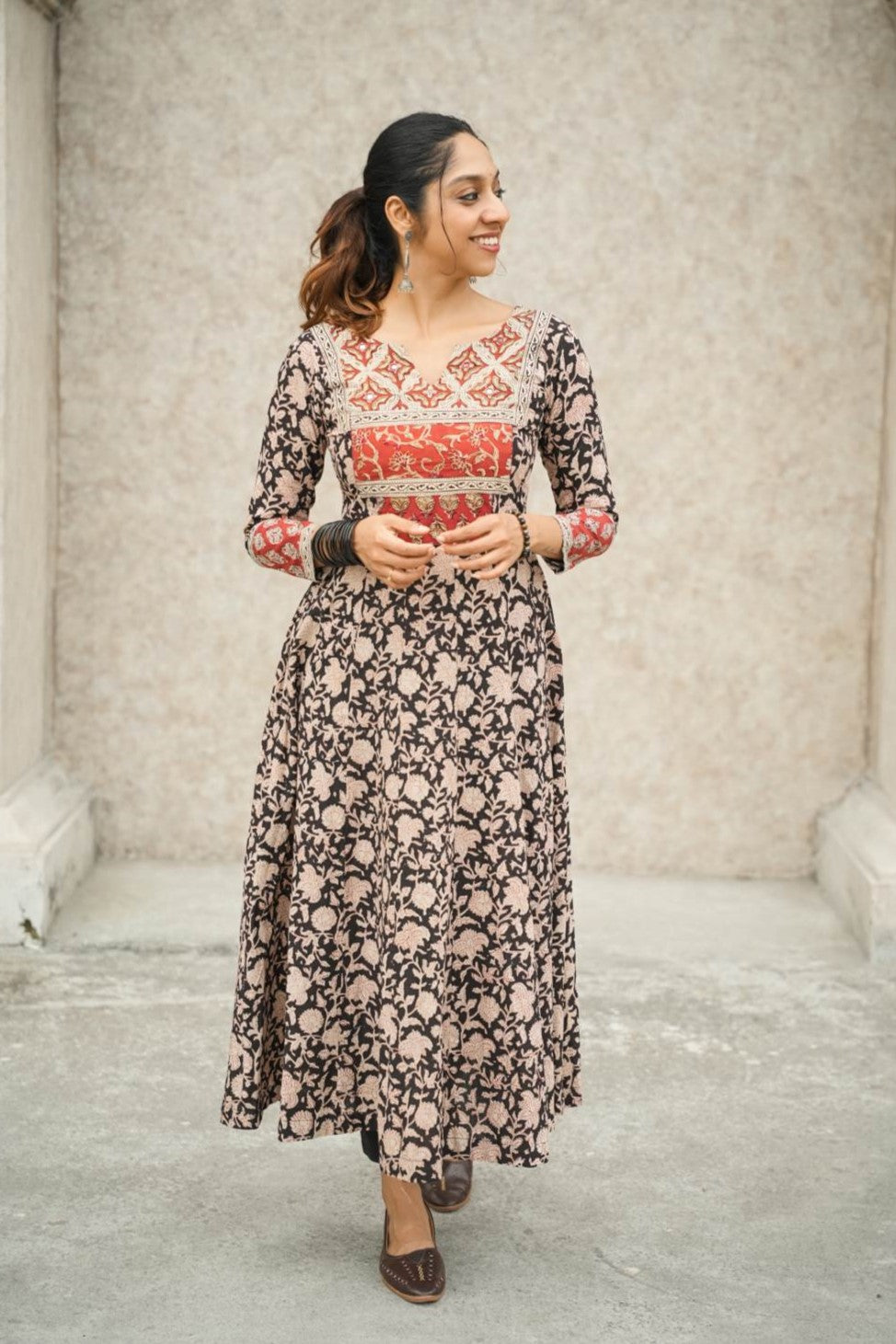 Black Kalamkari Anarkali