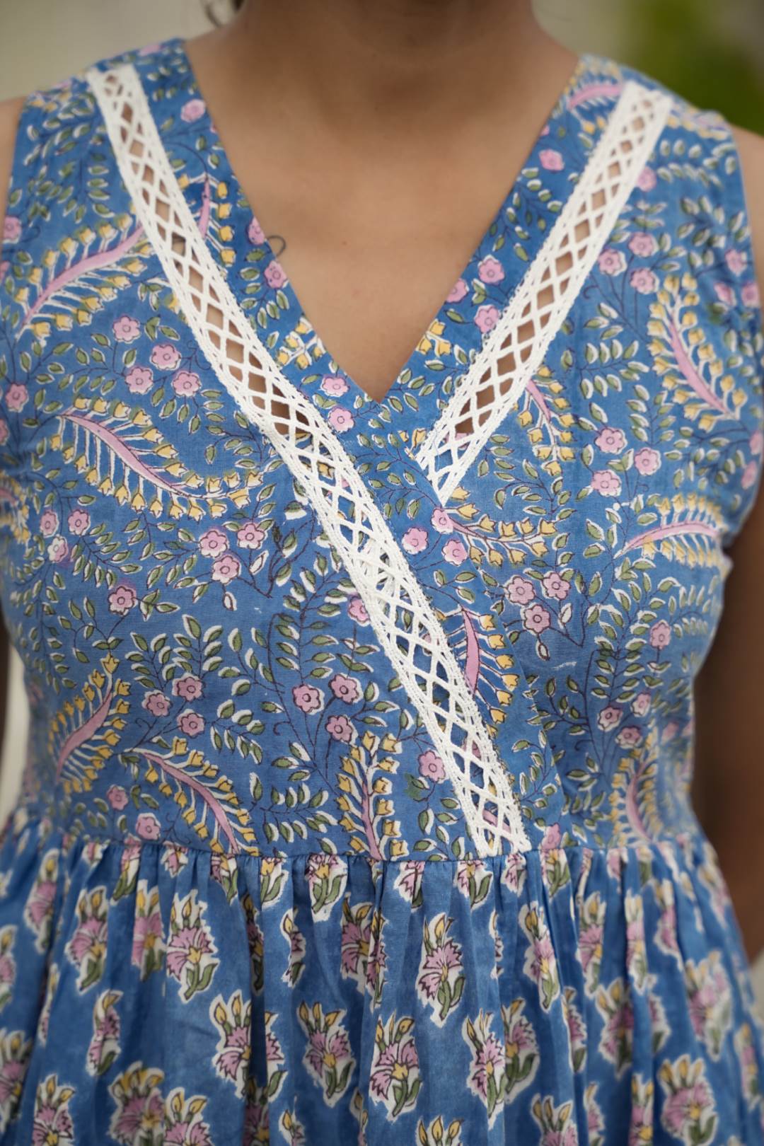 Sky Blue Gathered Dress