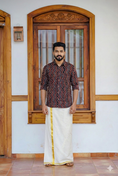 Black Base Zig Zag Print Shirt