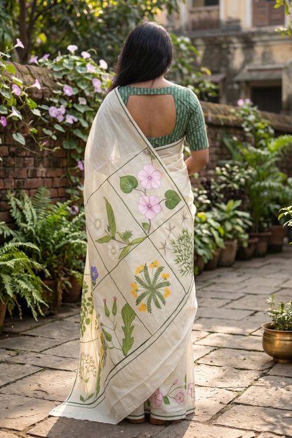 Dhashapushpam Hand Painted saree