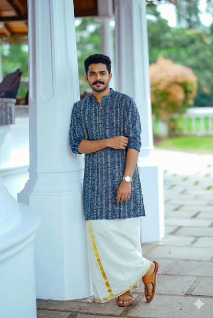 Blue Full Sleeve Long Kurtha