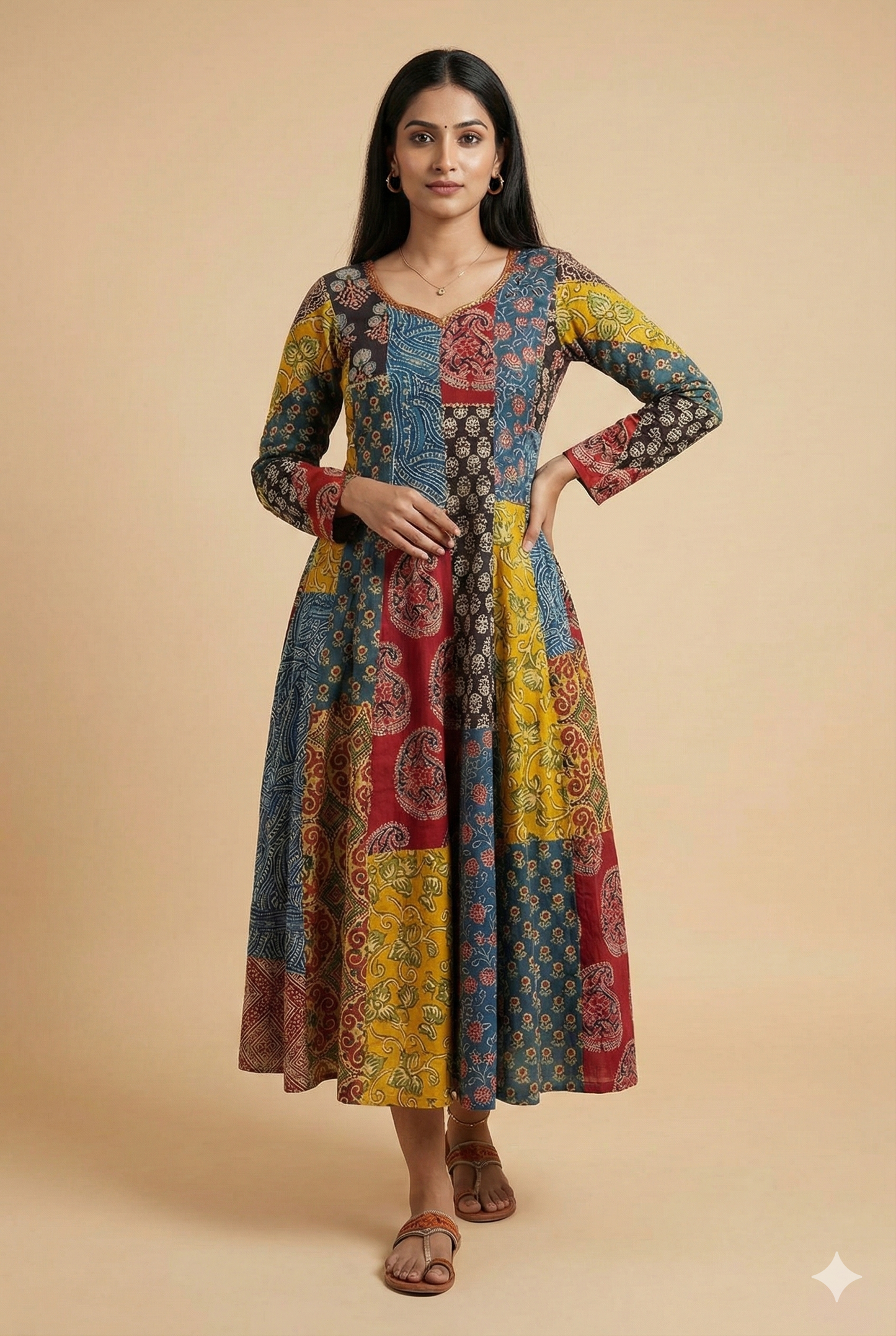 Ajrakh Multi Patch Panel Anarkali