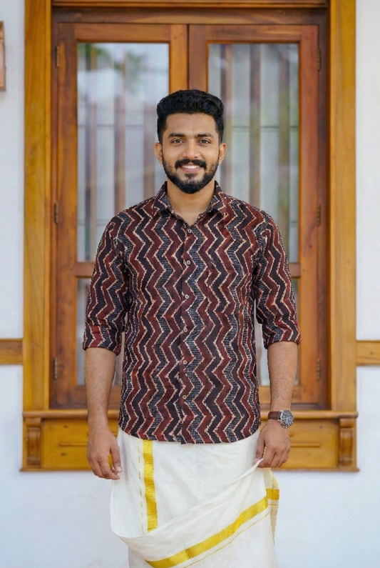 Black Base Zig Zag Print Shirt