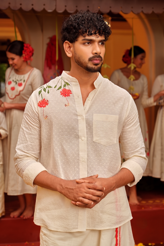Hibiscus Handpainted Full Sleeve Shirt
