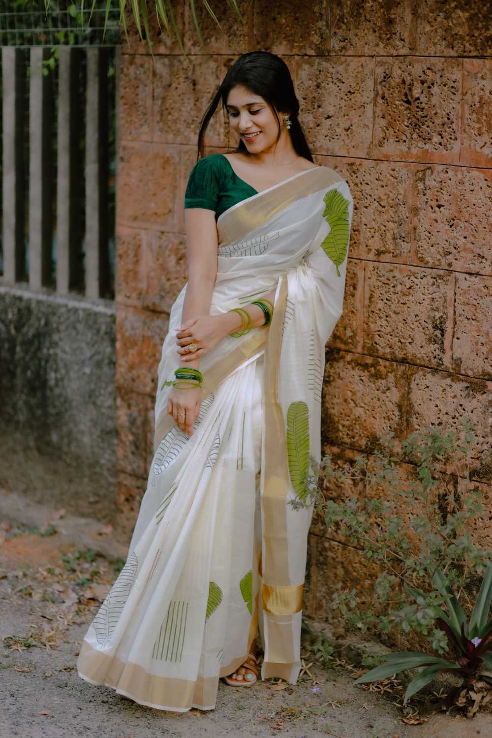 Vazhaila Hand Block Print Saree