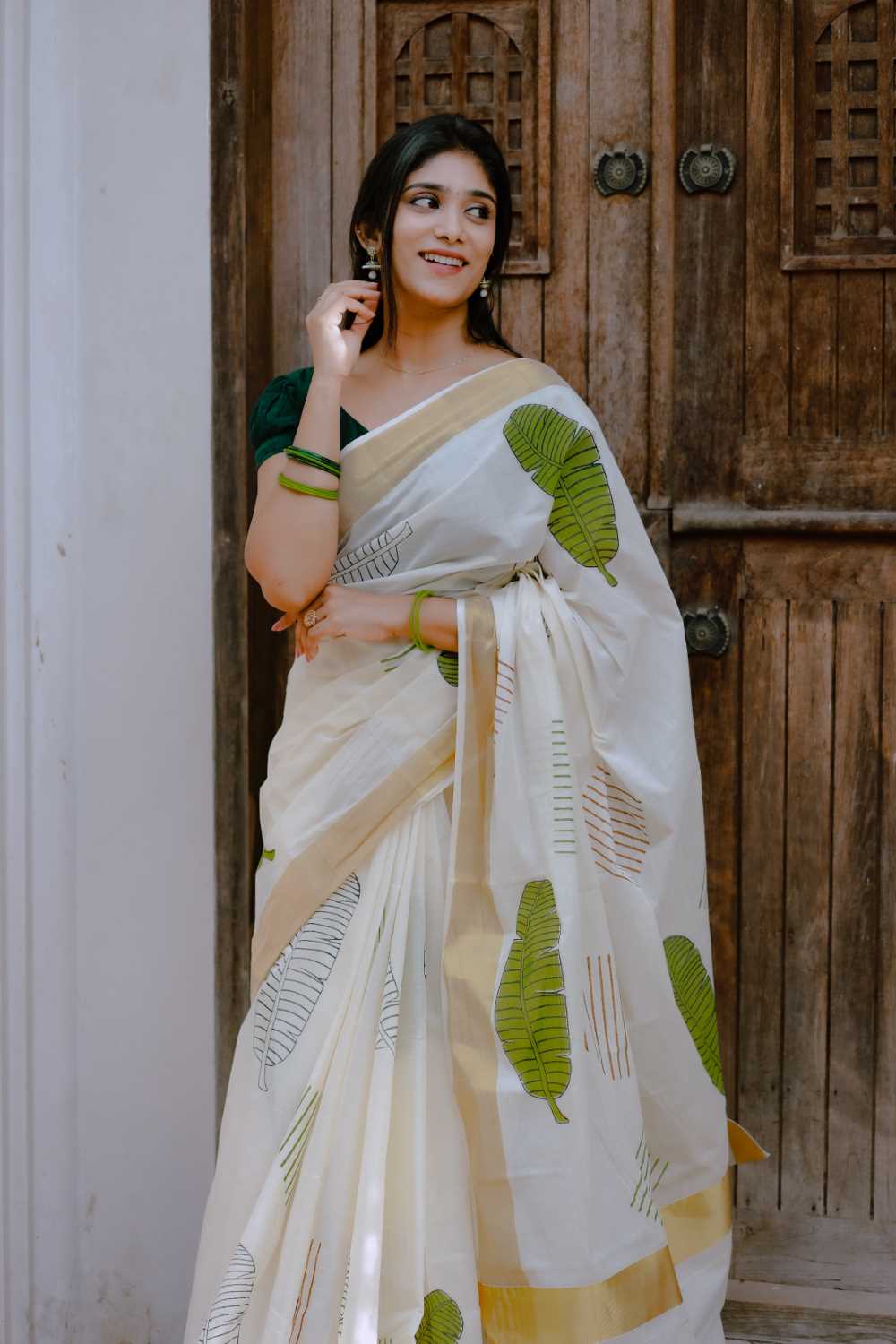 Vazhaila Hand Block Print Saree