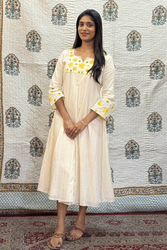 Offwhite Kanikonna Handpainted A Line Dress