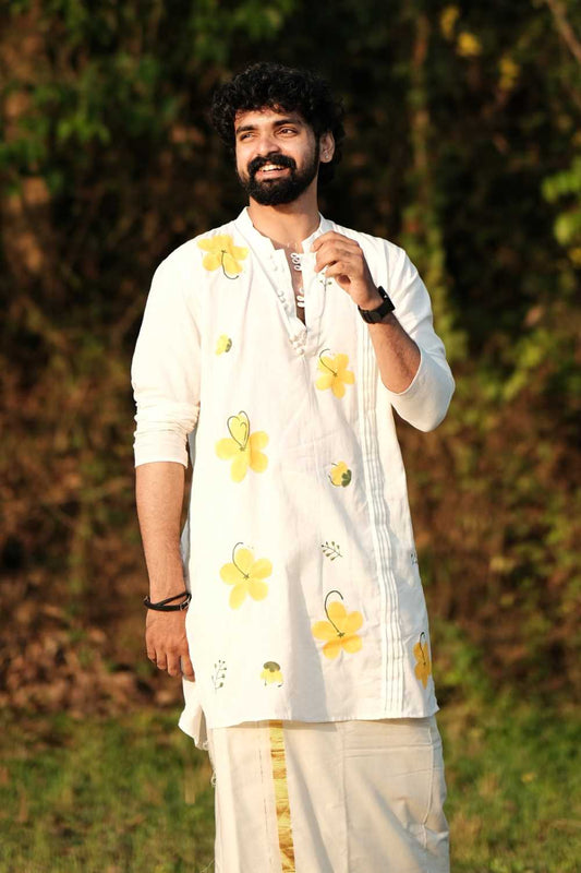 Kanikkonna Handpainted Offwhite Long Kurta