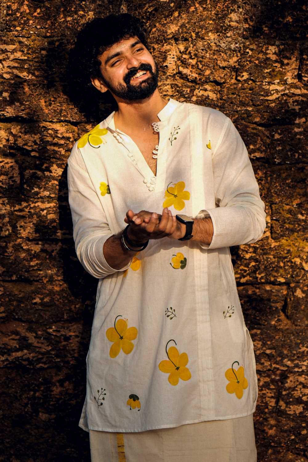 Kanikkonna Handpainted Offwhite Long Kurta