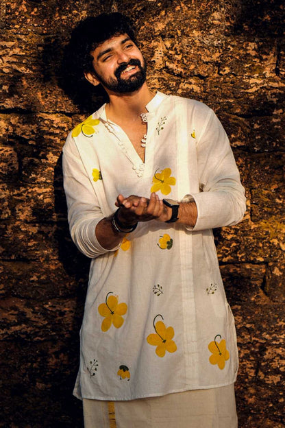 Kanikkonna Handpainted Offwhite Long Kurta