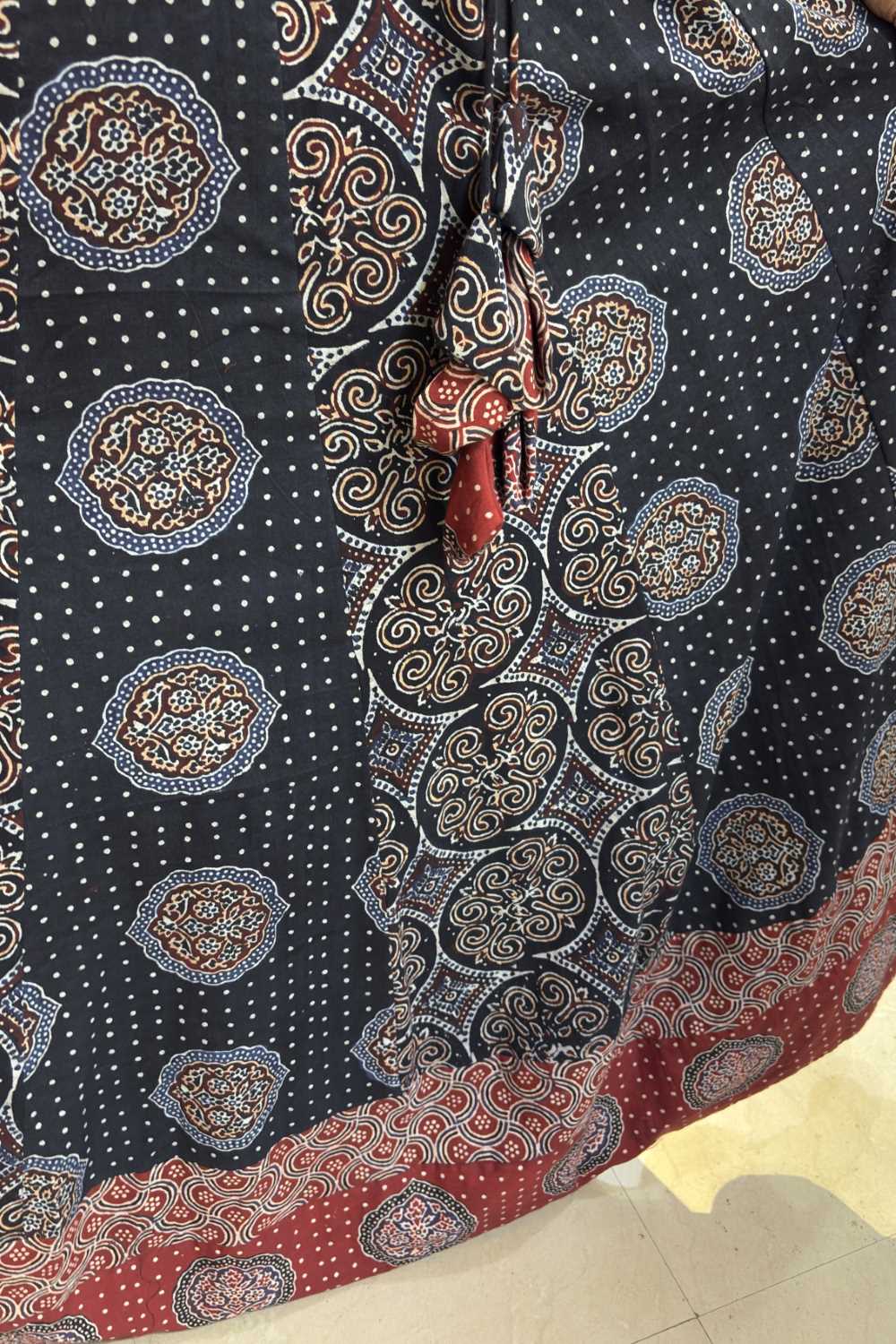 Black Skirt with Circular & Doted Prints