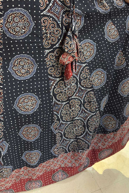 Black Skirt with Circular & Doted Prints