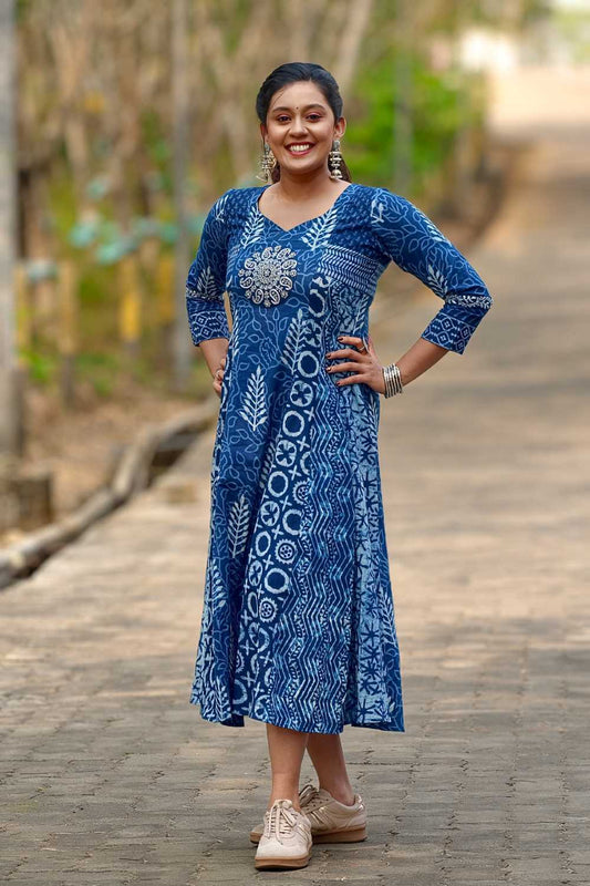 Indigo Multi Patch Anarkali
