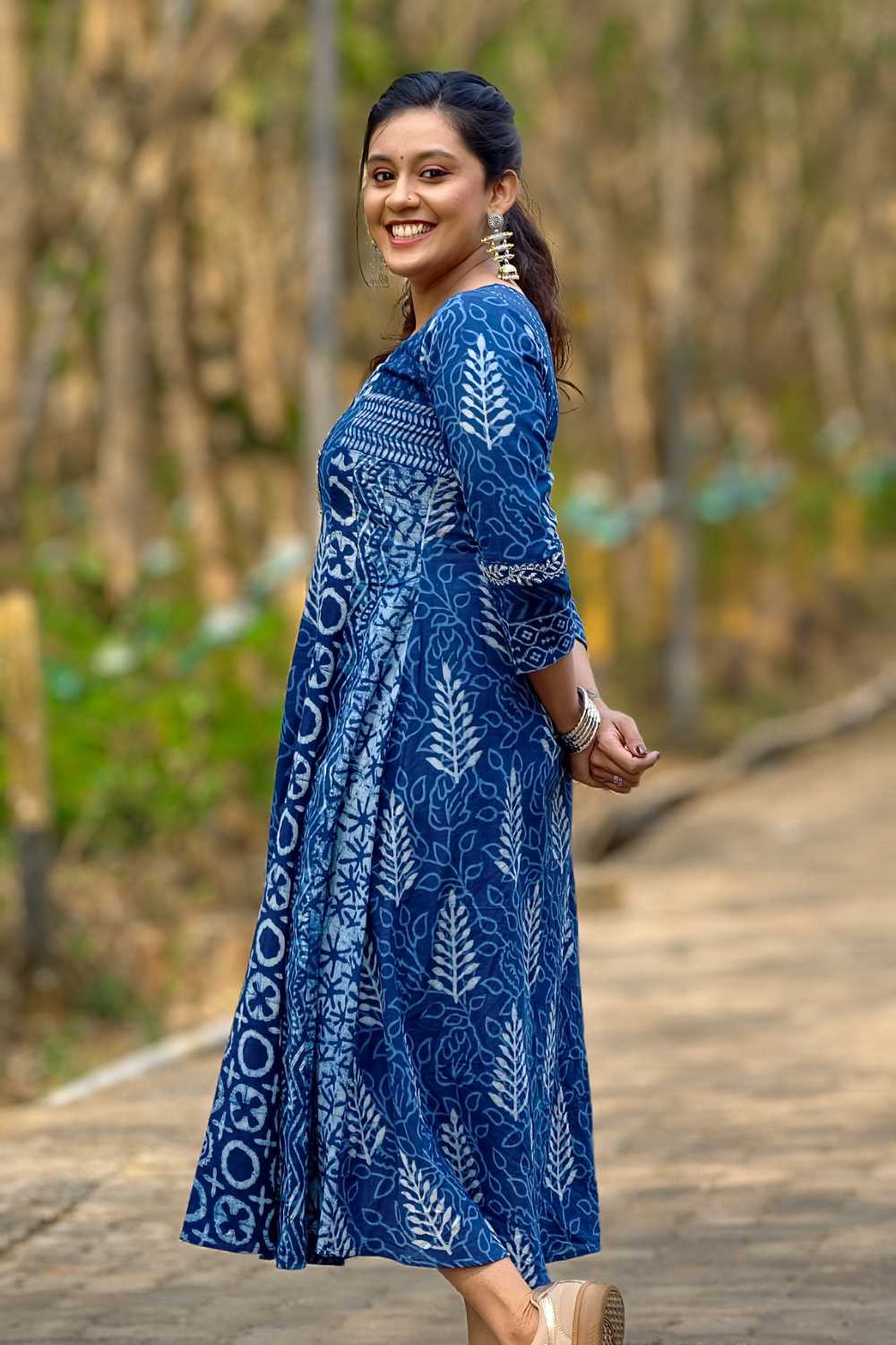 Indigo Multi Patch Anarkali