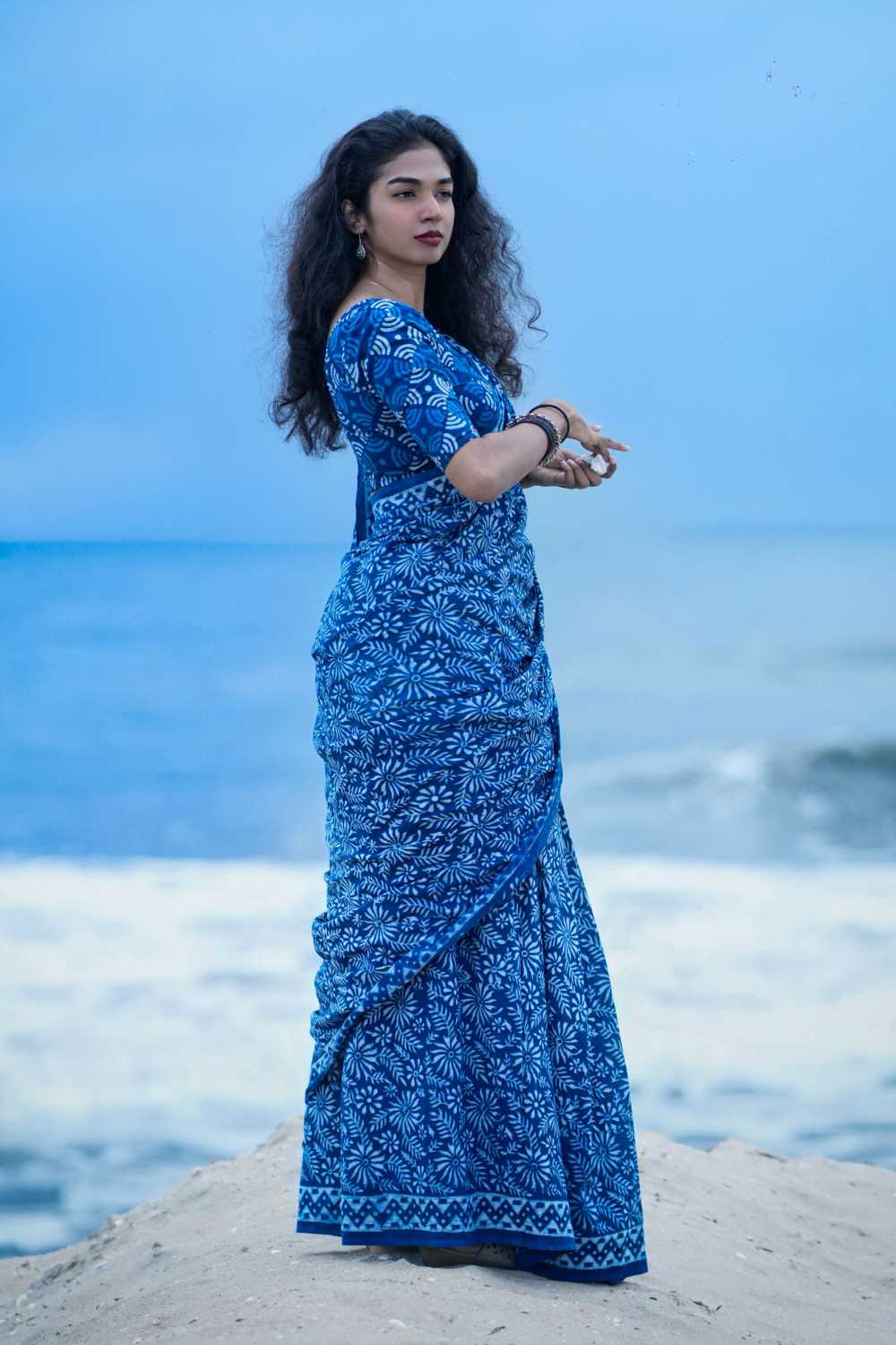 Indigo Big Rapid Floral Saree