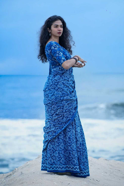 Indigo Big Rapid Floral Saree