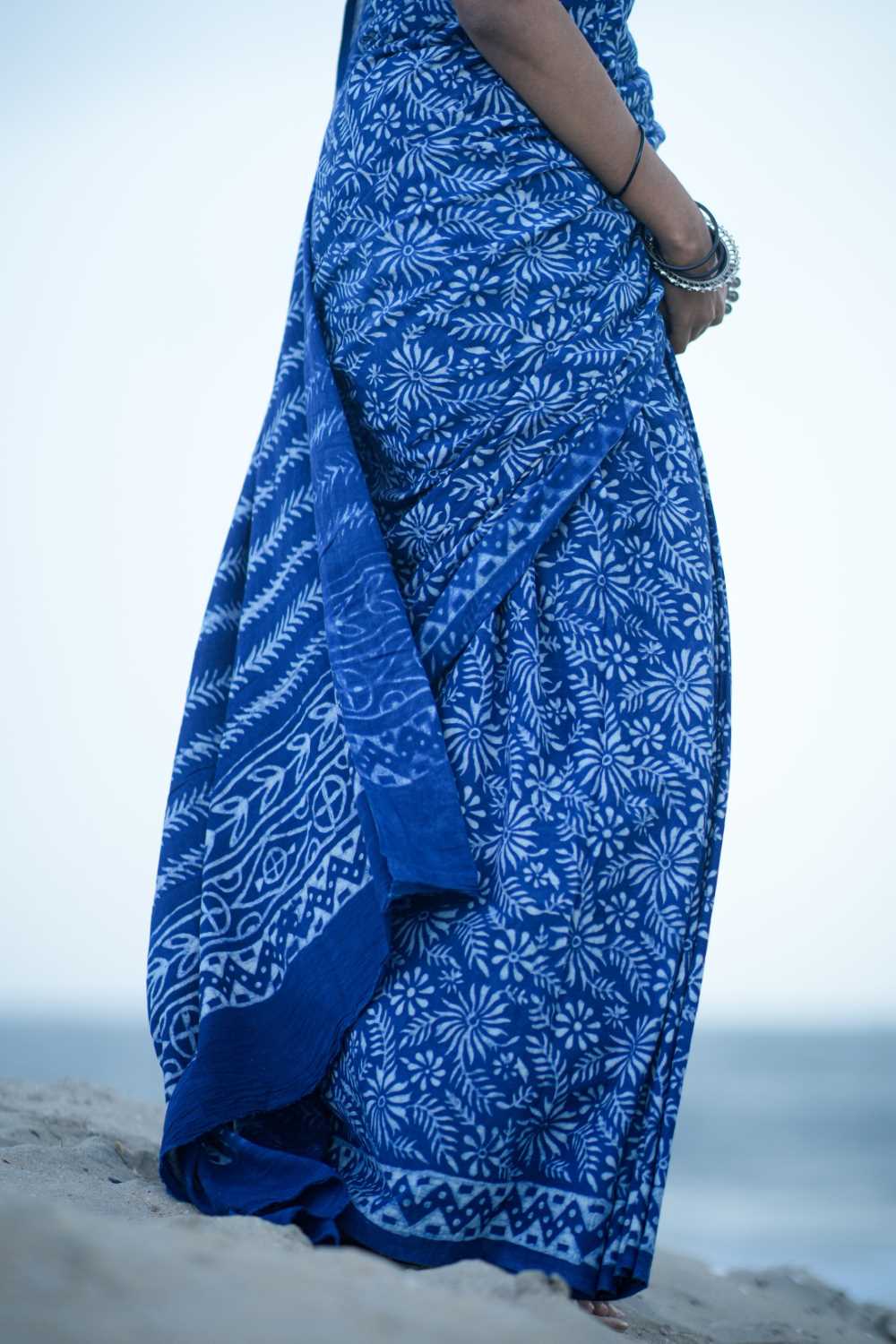 Indigo Big Rapid Floral Saree