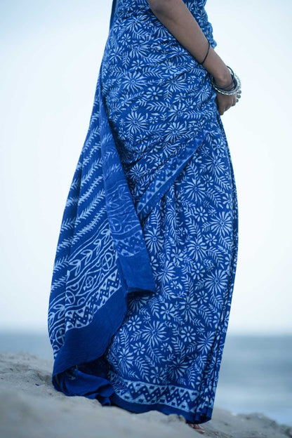 Indigo Big Rapid Floral Saree