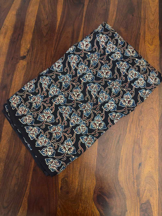 Black Ajrakh Printed Modal Silk fabric