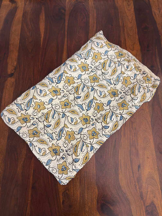 Offwhite Ajrakh Printed Modal Silk fabric