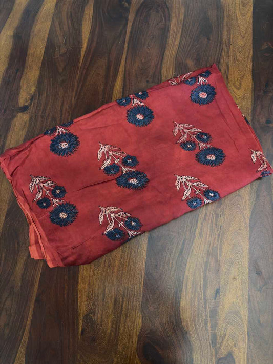 Red Ajrakh Printed Modal Silk Fabric