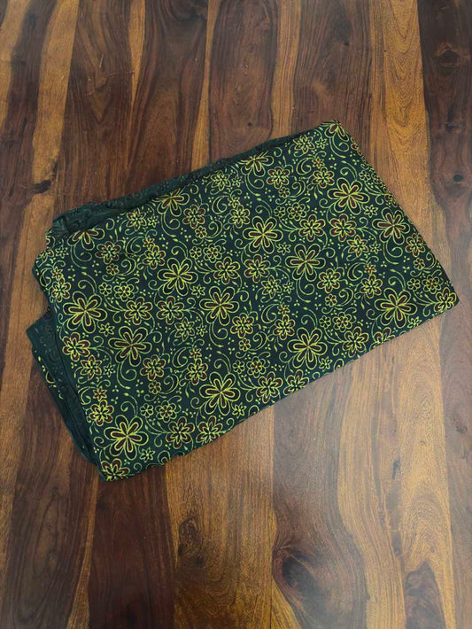 Dark Green Ajrakh Printed Modal Silk fabric