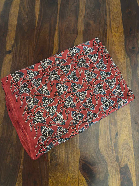 Red Ajrakh Printed Modal Silk fabric