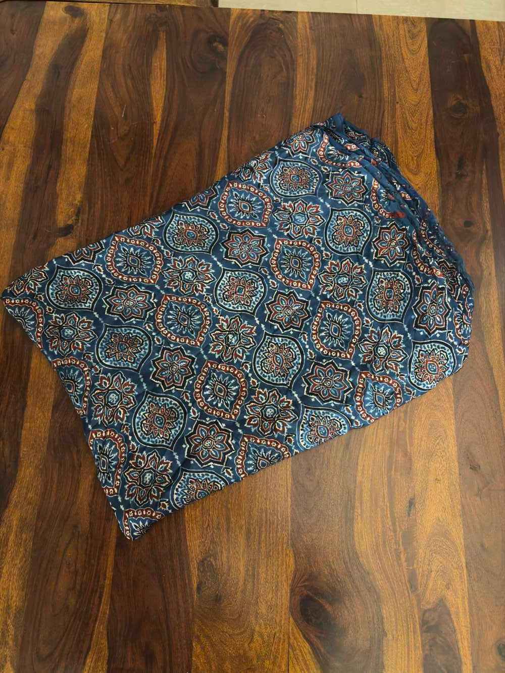 Indigo Ajrakh Printed Modal Silk fabric