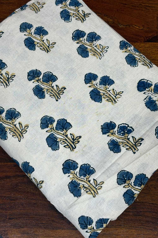 Offwhite Base Yellow & Blue Print Fabric