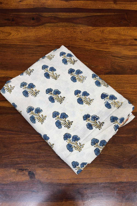 Offwhite Base Yellow & Blue Print Fabric